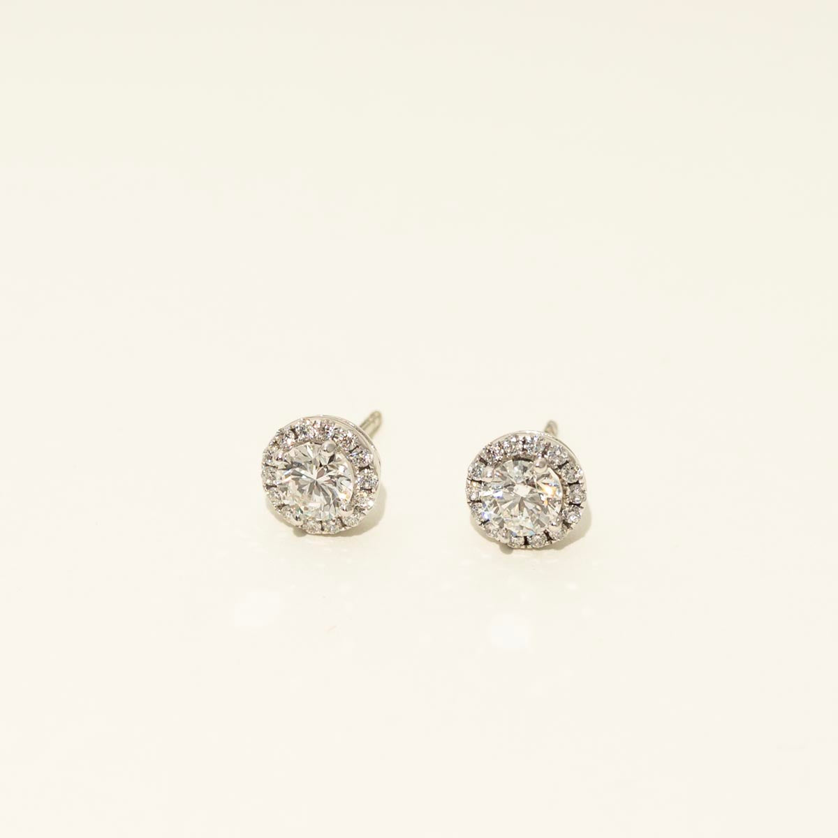 Estate Forevermark Diamond Halo Earrings in 18kt White Gold (1cttw)