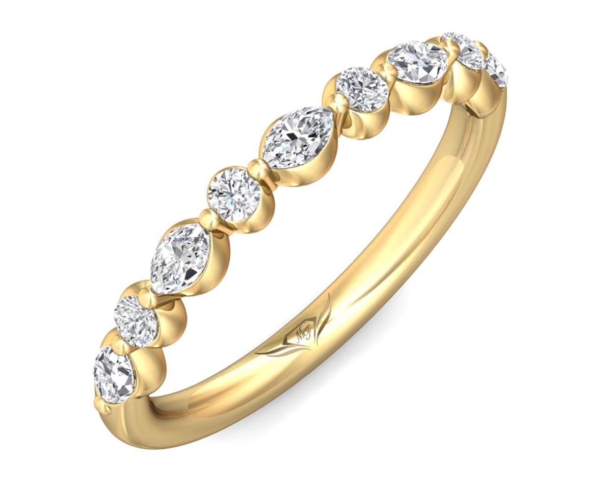 Martin Flyer Round and Marquise Diamond Band in 14kt Yellow Gold (3/8ct tw)