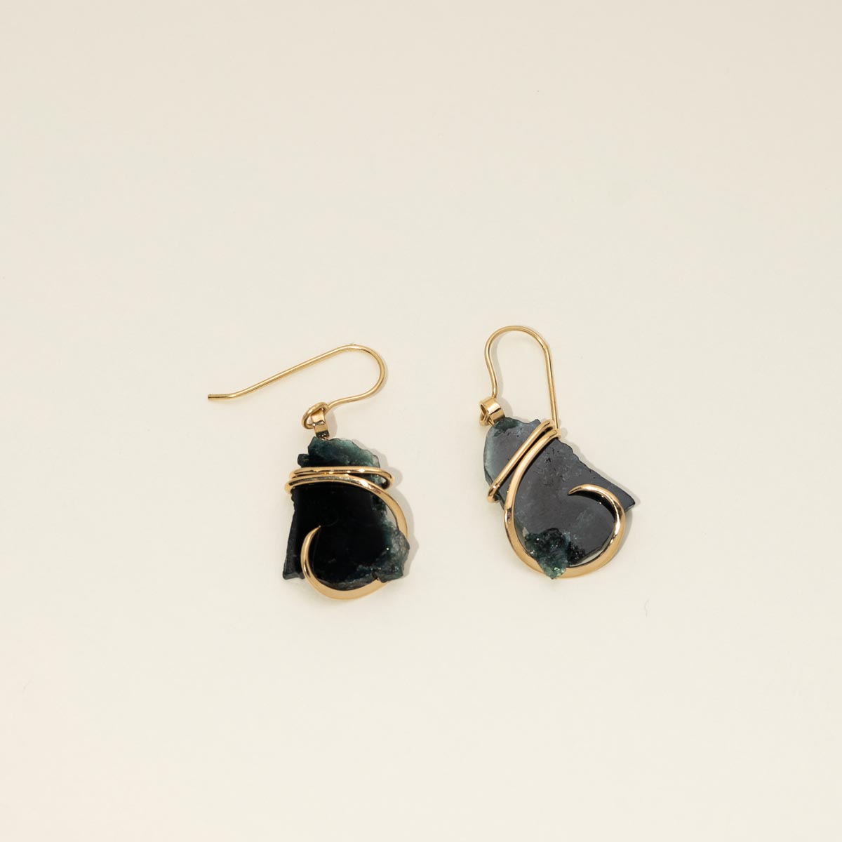 Maine Green Tourmaline Drop Earrings in 14kt Yellow Gold