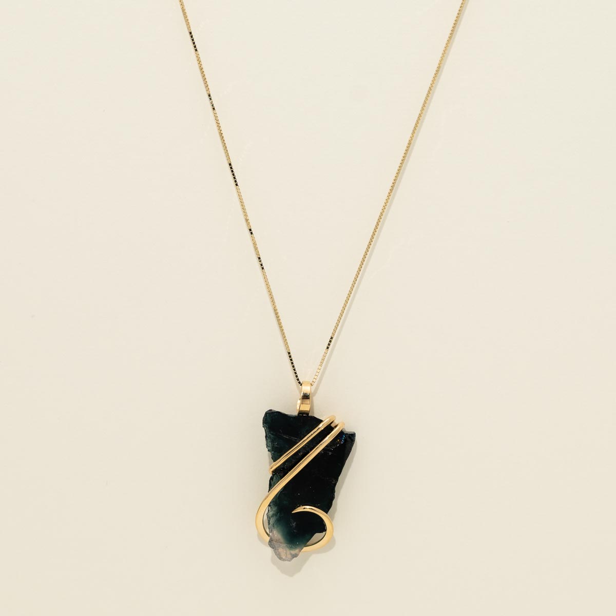 Maine Green Tourmaline Necklace in 14kt Yellow Gold