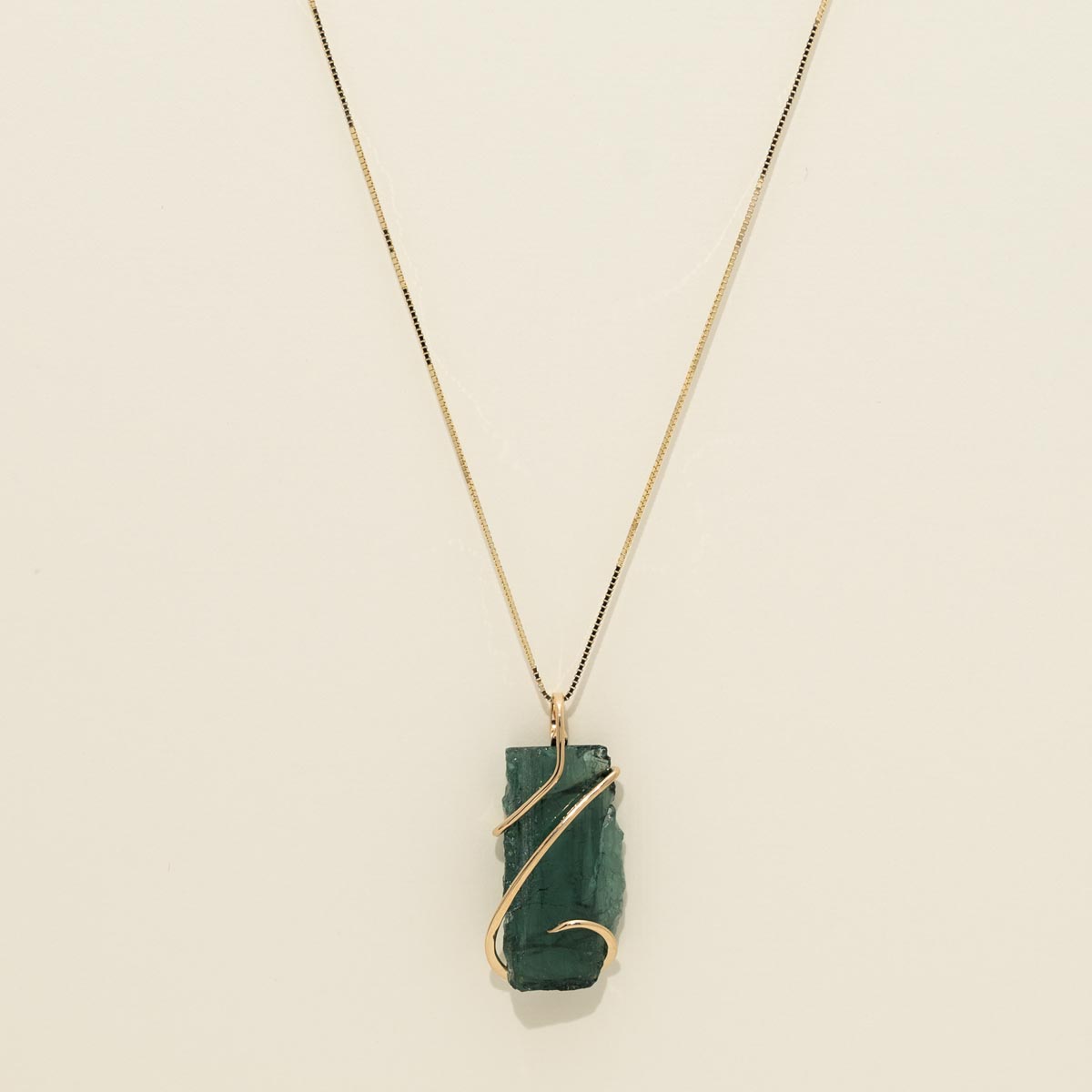 Maine Green Tourmaline Necklace in 14kt Yellow Gold