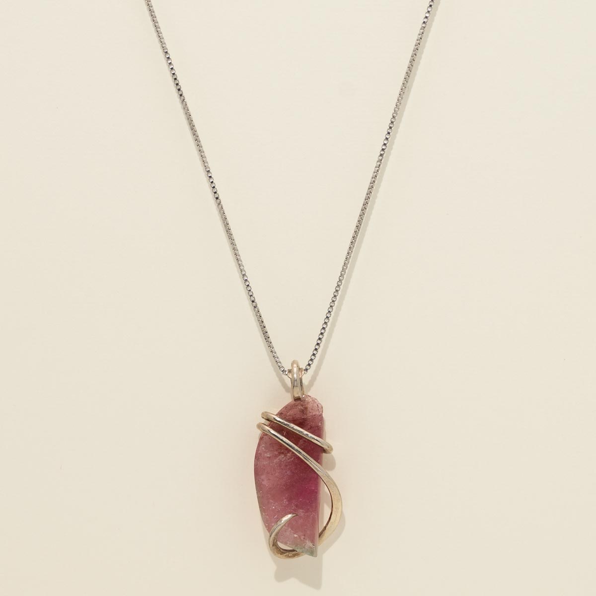 Maine Pink Tourmaline Necklace in Sterling Silver