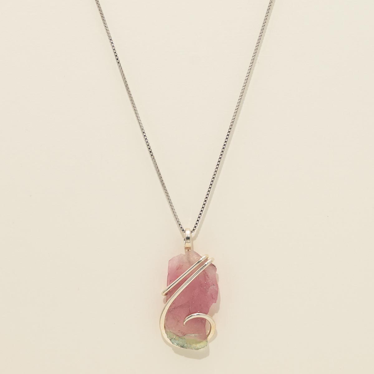 Maine Bicolor Tourmaline Necklace in Sterling Silver