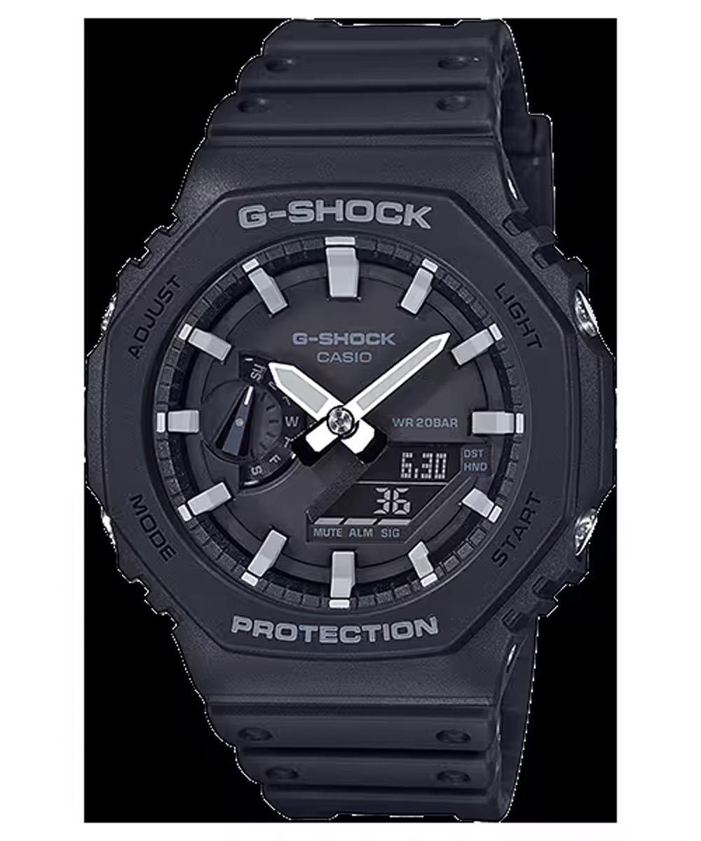 G-Shock GA2100 Series Mens Watch with Black Dial and Black Strap (quartz movement)