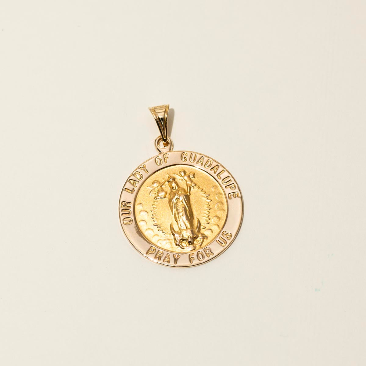 Estate Lady of Guadalupe Medal Charm in 14kt Yellow Gold