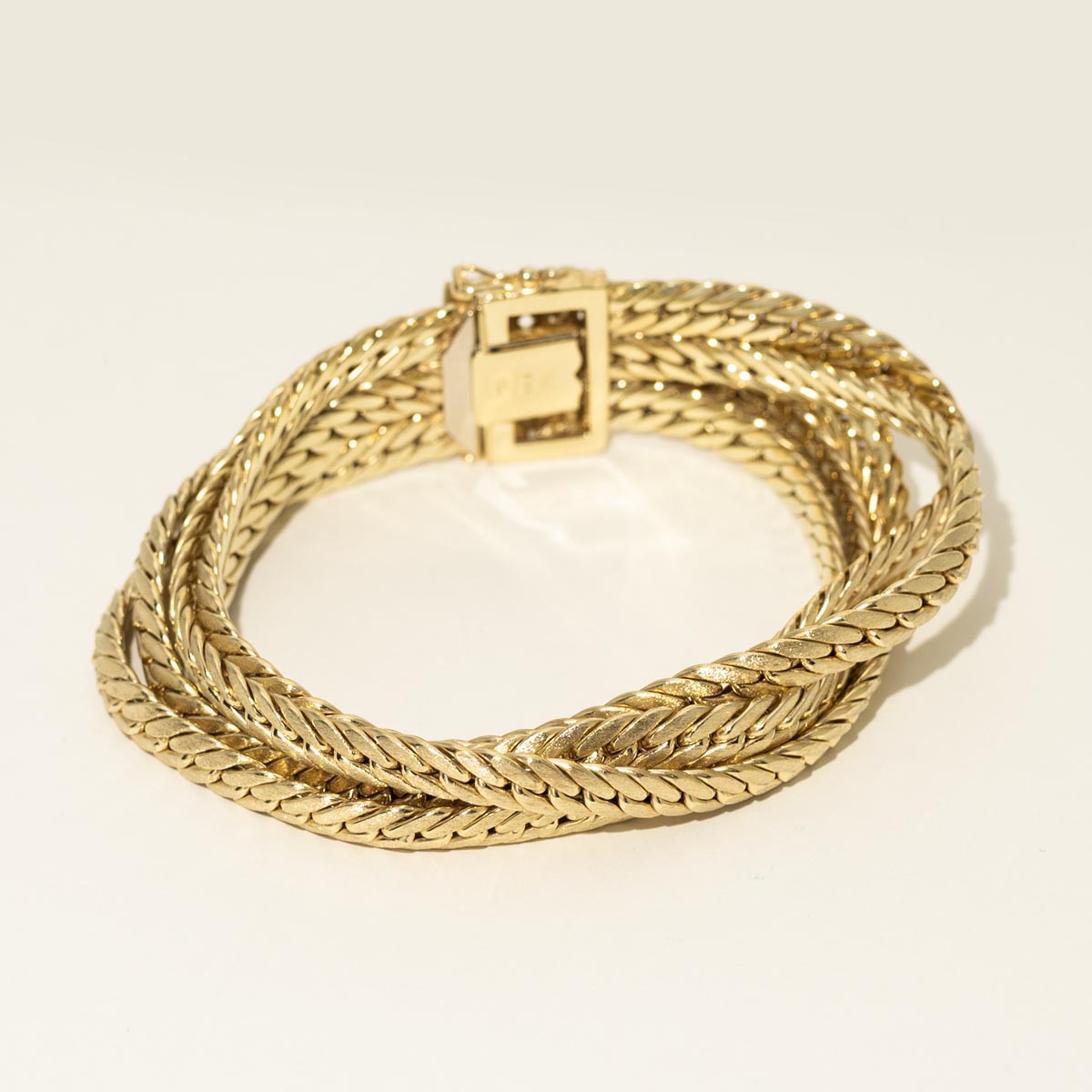 Estate Multi Strand Curb Chain Bracelet in 14kt Yellow Gold