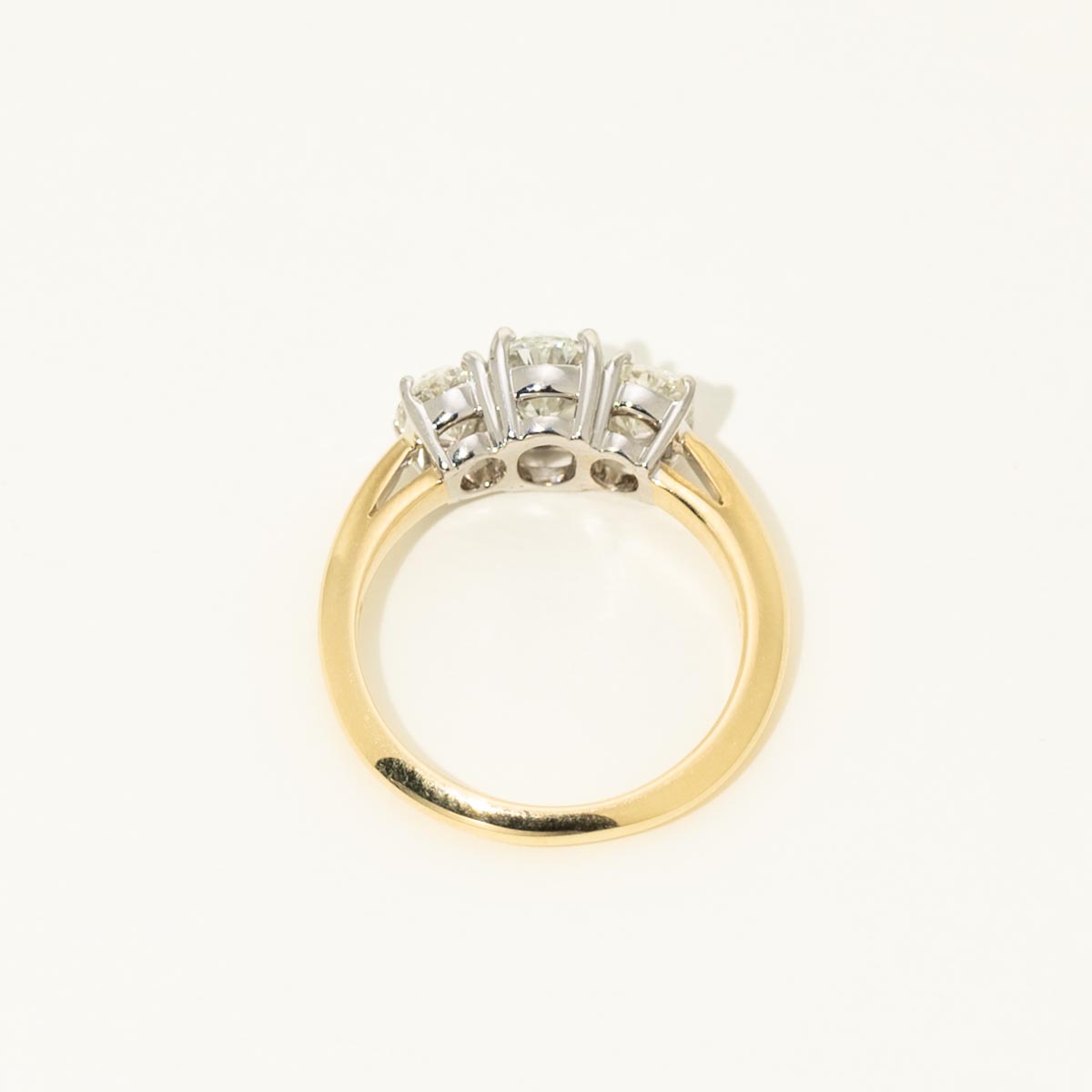 Oval Diamond Three Stone Engagement Ring in 18kt Yellow and White Gold (2ct tw)