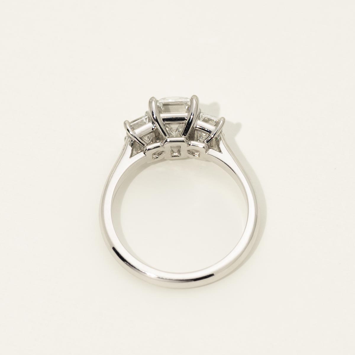 Emerald Cut Diamond Three Stone Engagement Ring in Platinum (3ct tw)