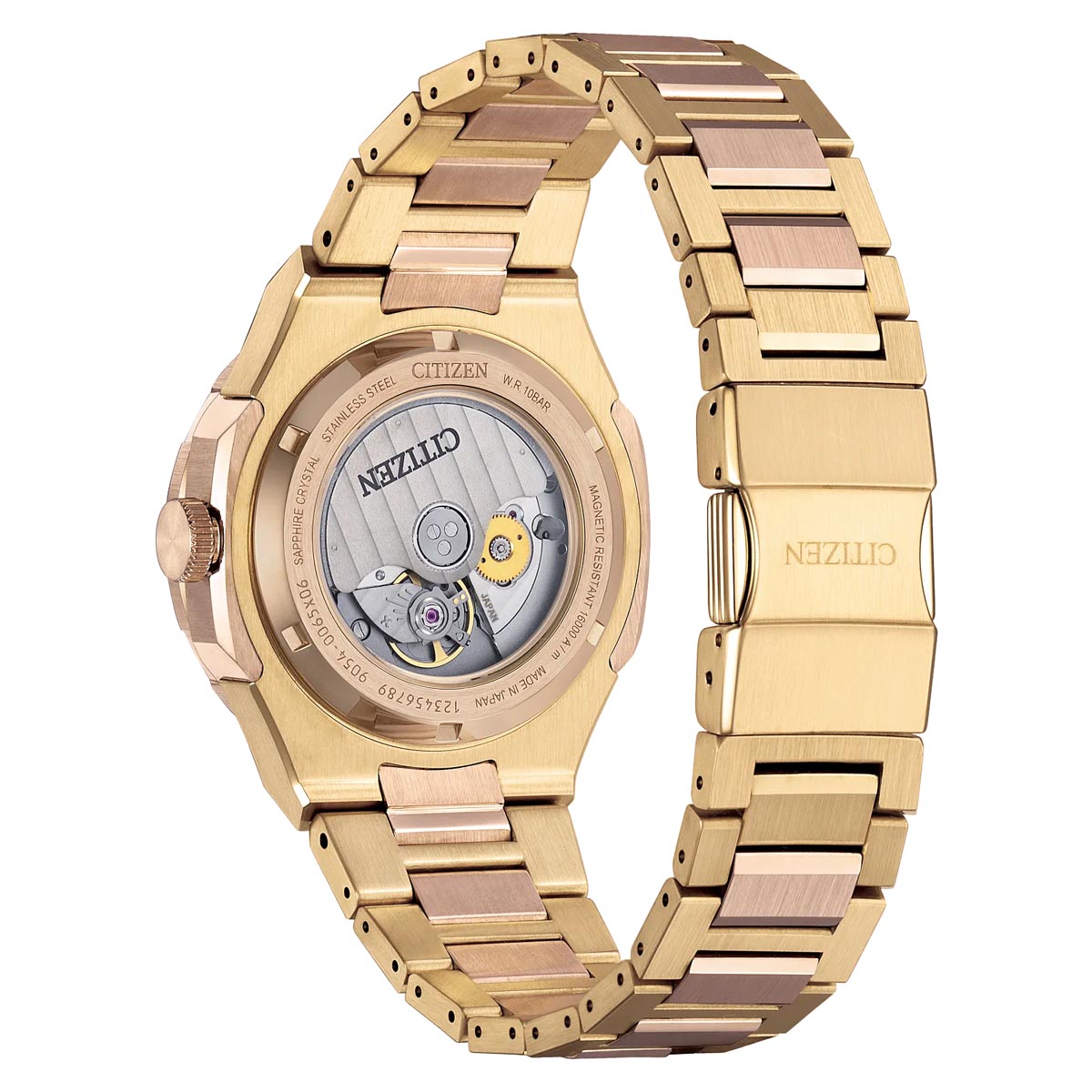 Citizen Series8 880 GMT Mens Watch with Black Dial and Gold Toned Stainless Steel Bracelet (automatic movement)