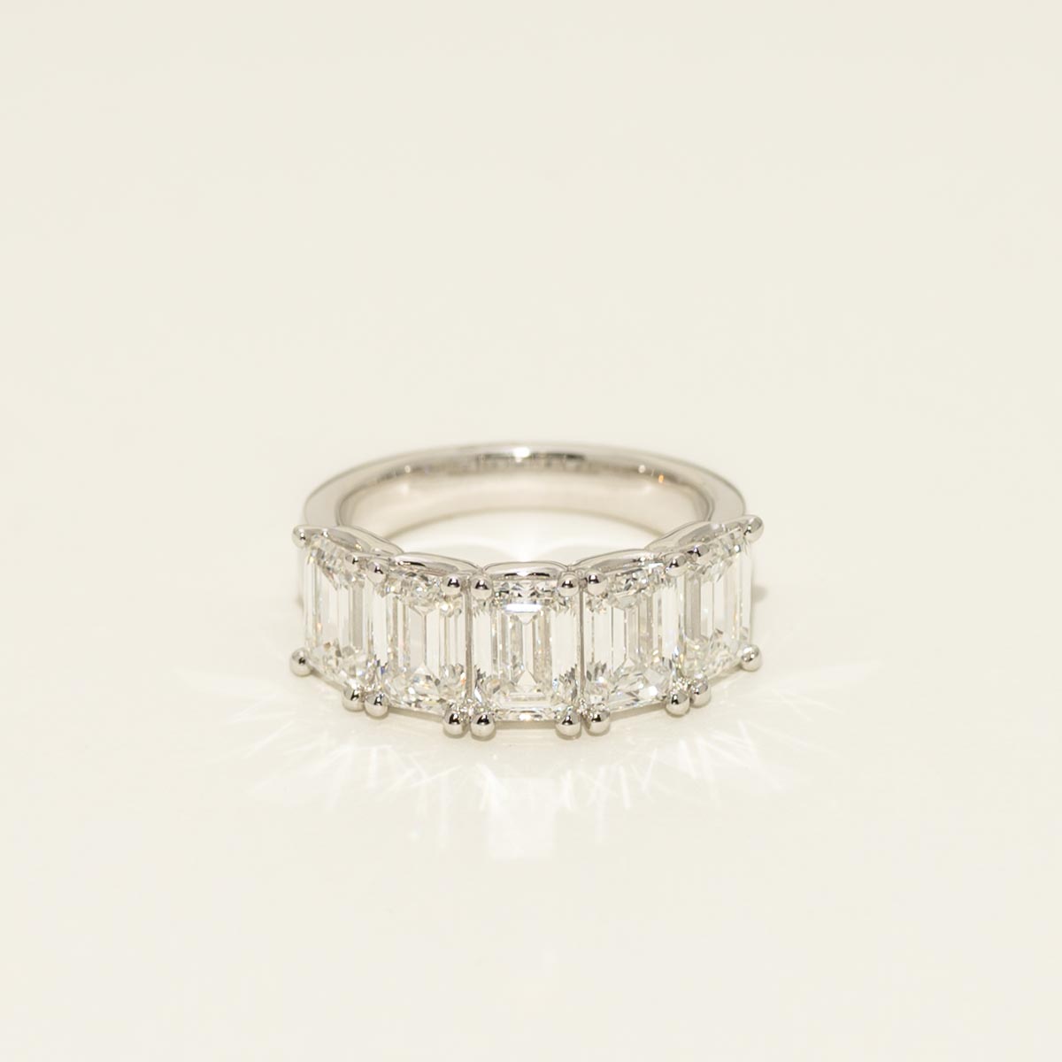 Lab Grown Emerald Cut Diamond Five Stone Band in 14kt White Gold (5ct tw)