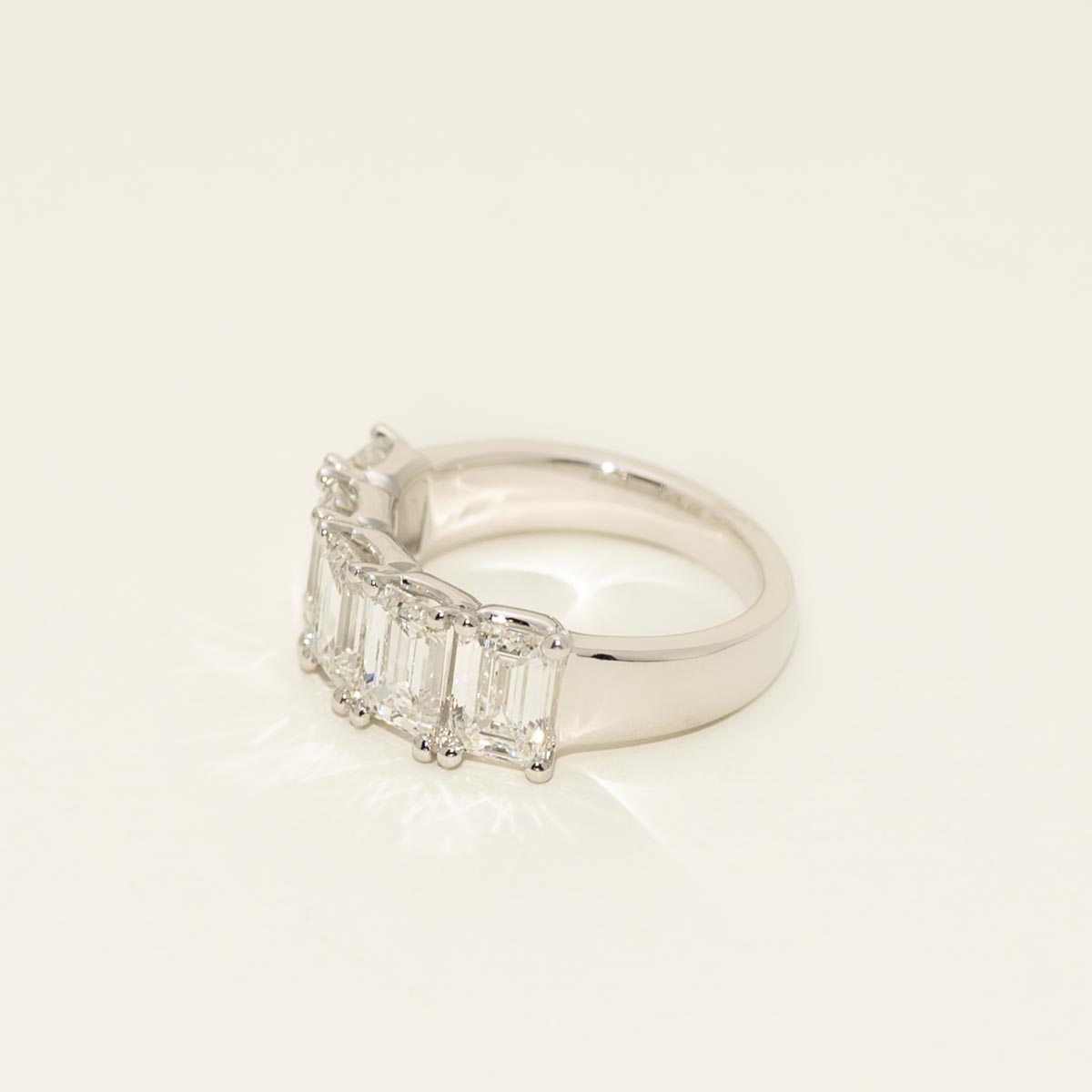 Lab Grown Emerald Cut Diamond Five Stone Band in 14kt White Gold (5ct tw)