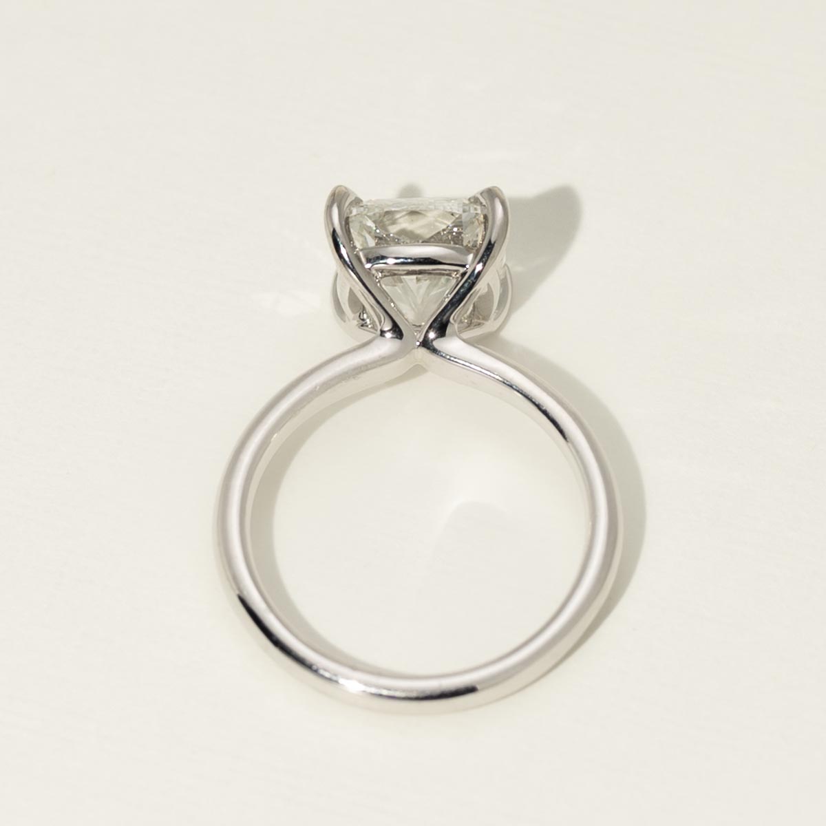Lab Grown Cushion Cut Diamond Solitaire Engagement Ring in 14kt White Gold (4ct)