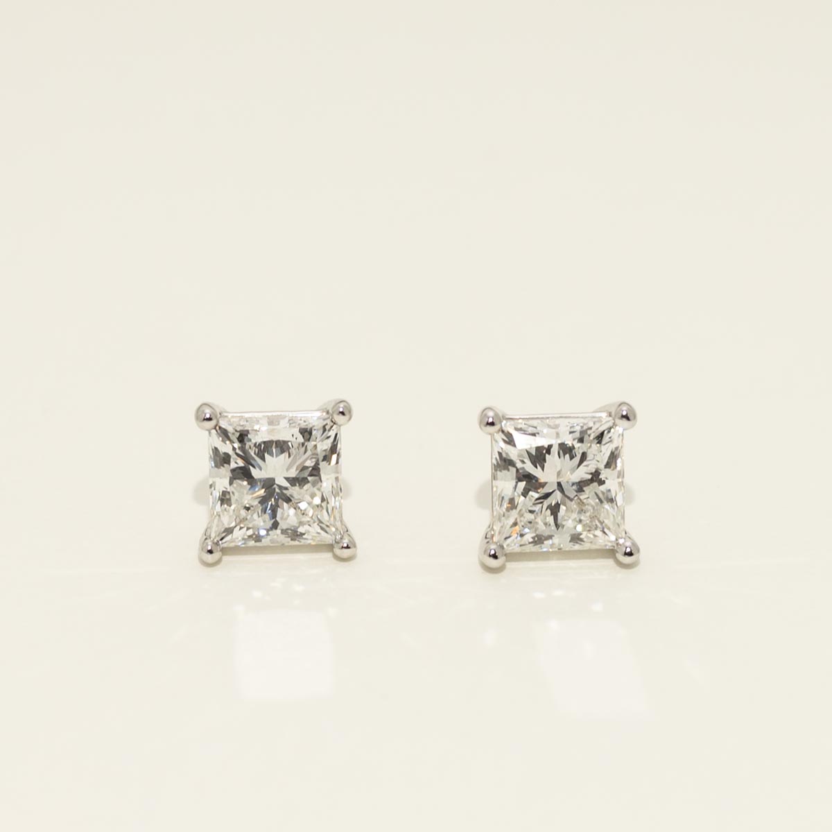 Lab Grown Princess Cut Diamond Stud Earrings in 14kt White Gold (4ct tw)