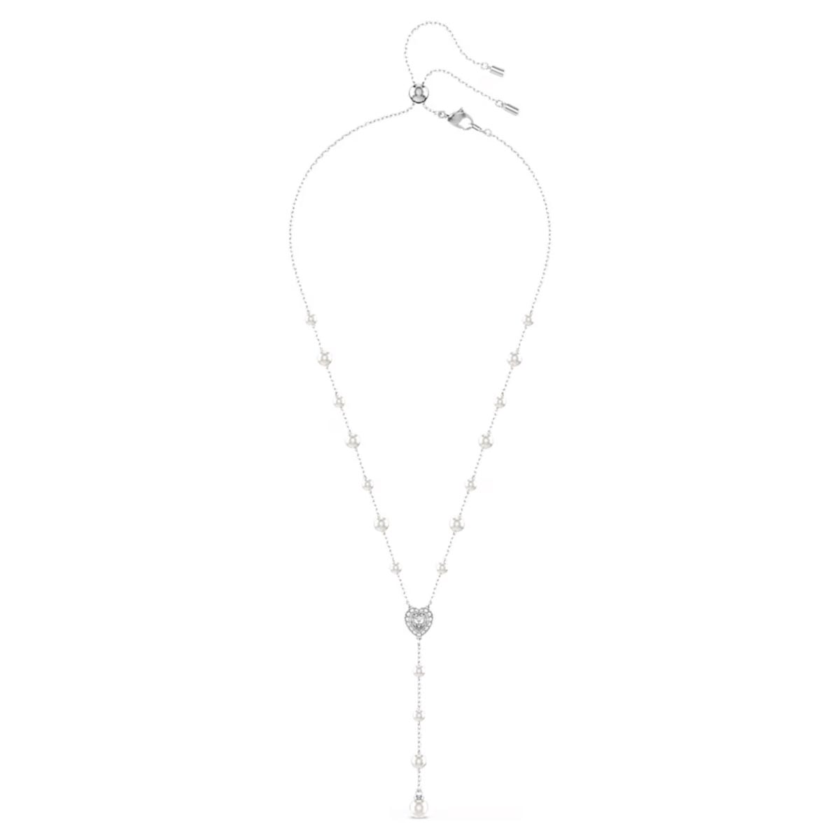 Swarovski Ariana Grande Crystal Heart Lariat Necklace with Crystal Pearls