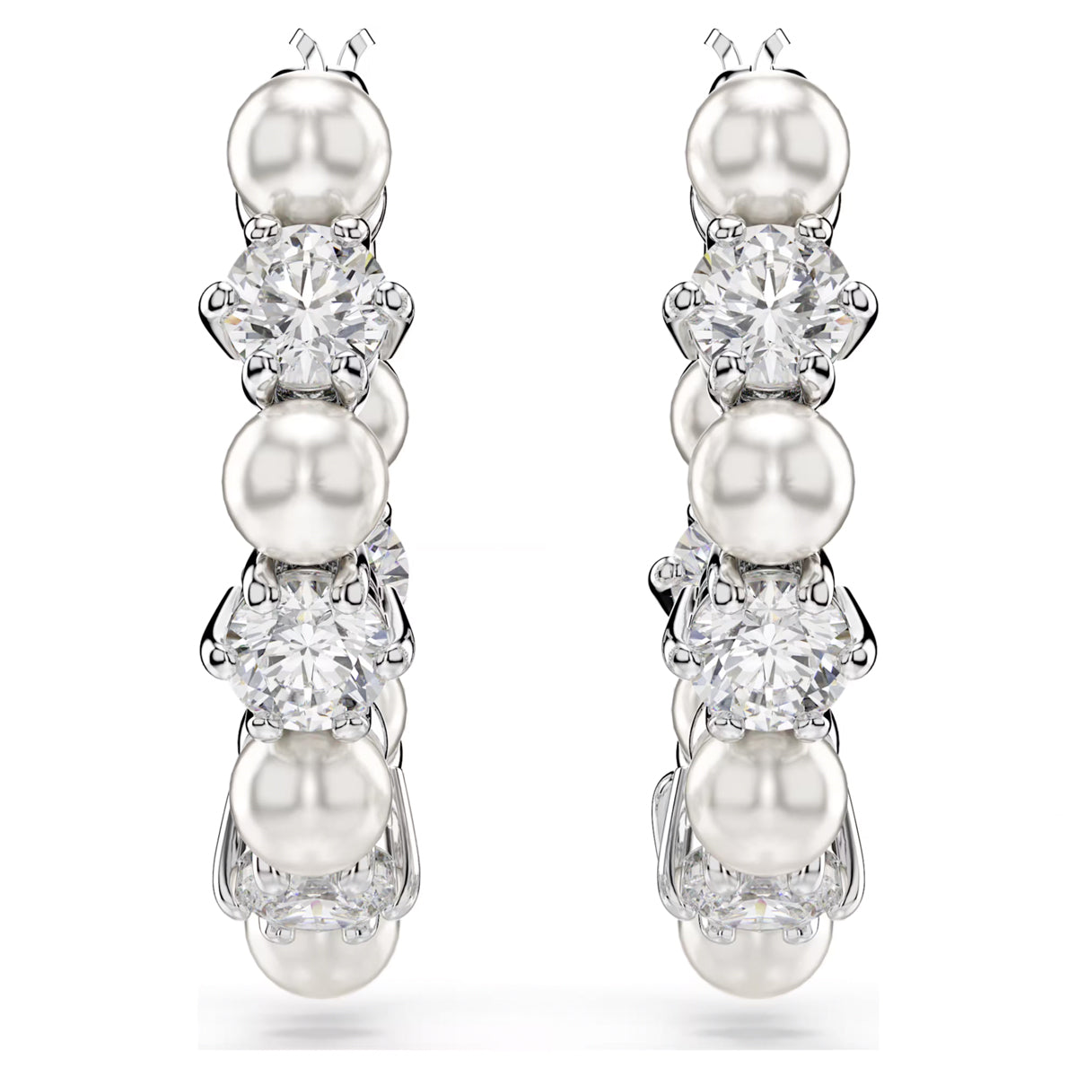 Swarovski Matrix Crystal Hoop Earrings with Crystal Pearls