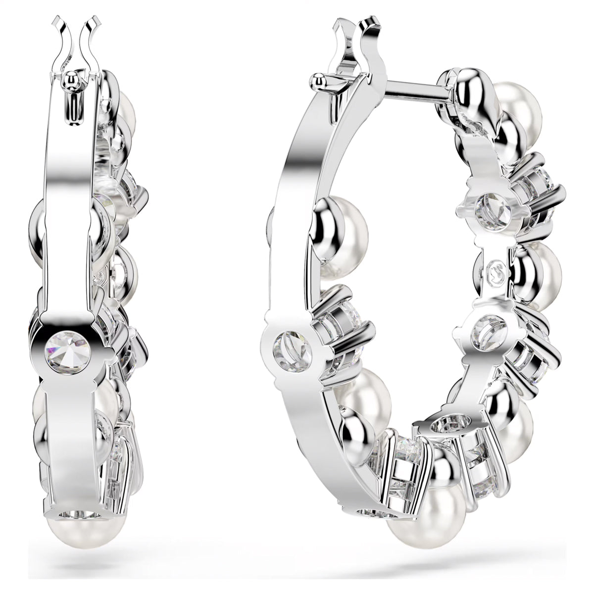Swarovski Matrix Crystal Hoop Earrings with Crystal Pearls