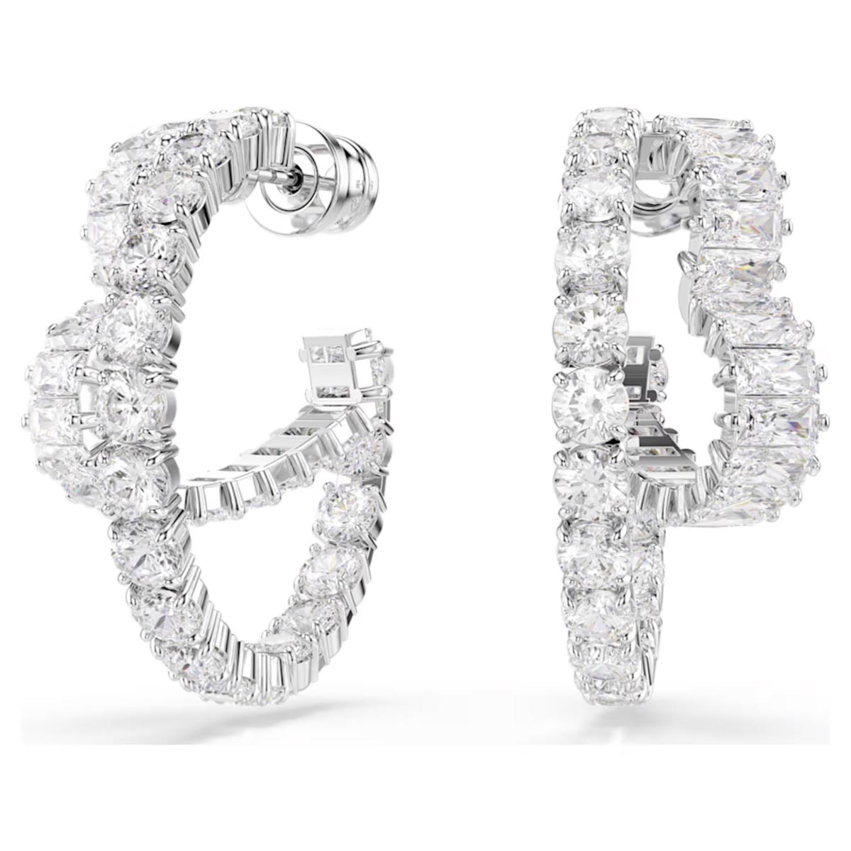 Swarovski Matrix Crystal Heart Hoop Earrings