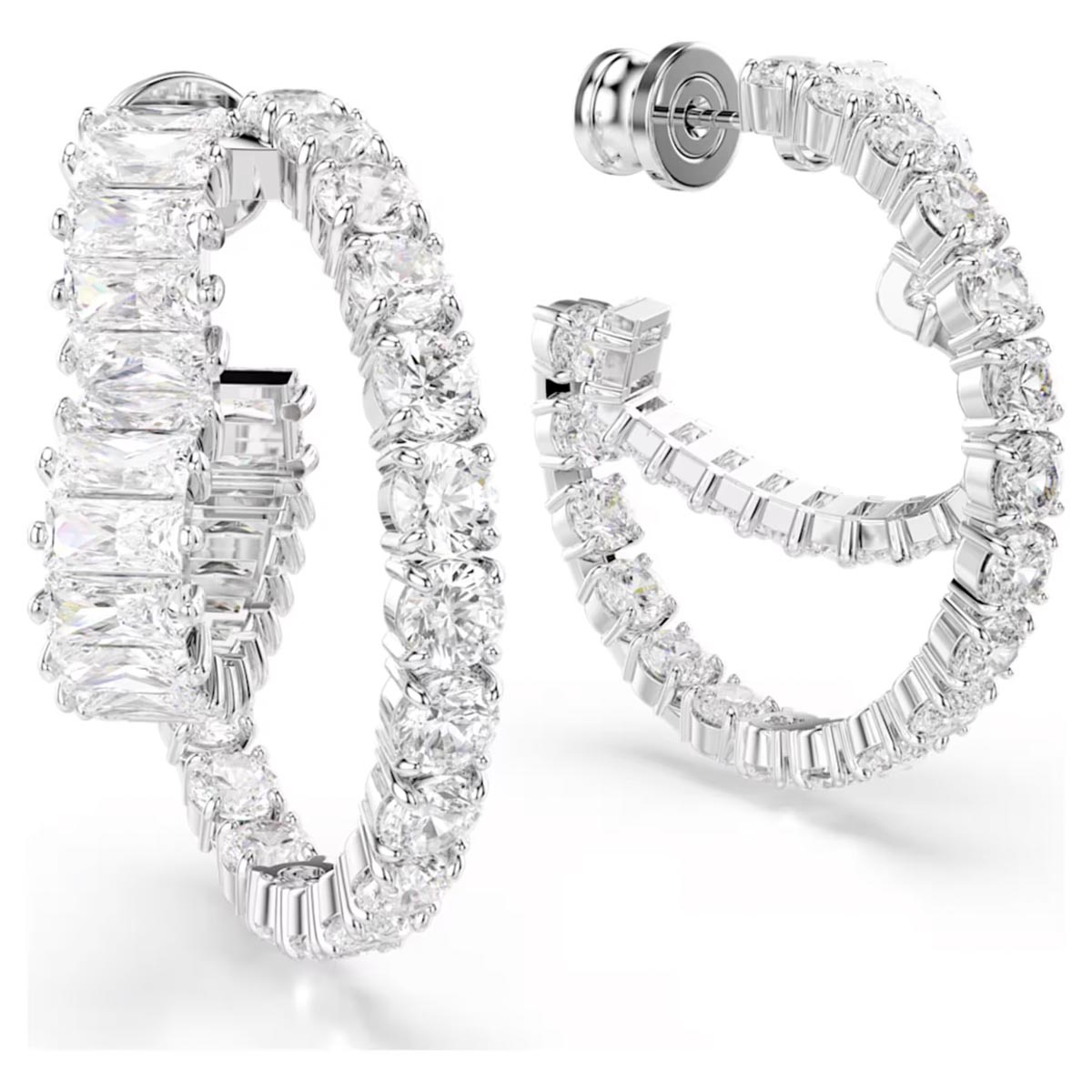 Swarovski Matrix Crystal Heart Hoop Earrings