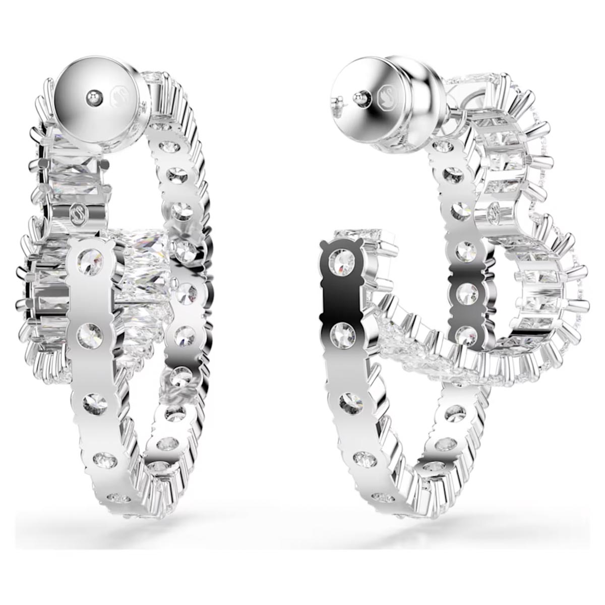 Swarovski Matrix Crystal Heart Hoop Earrings