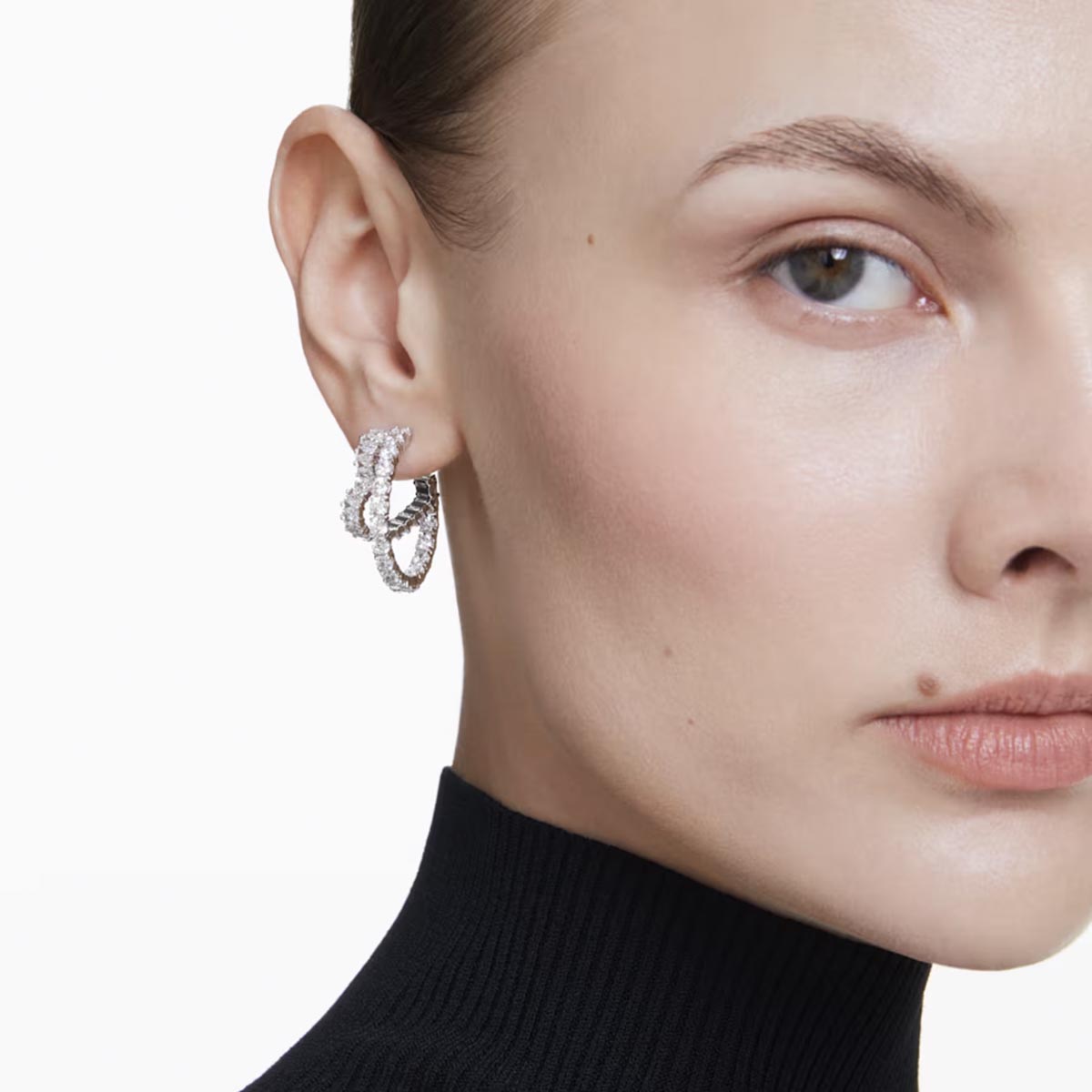 Swarovski Matrix Crystal Heart Hoop Earrings