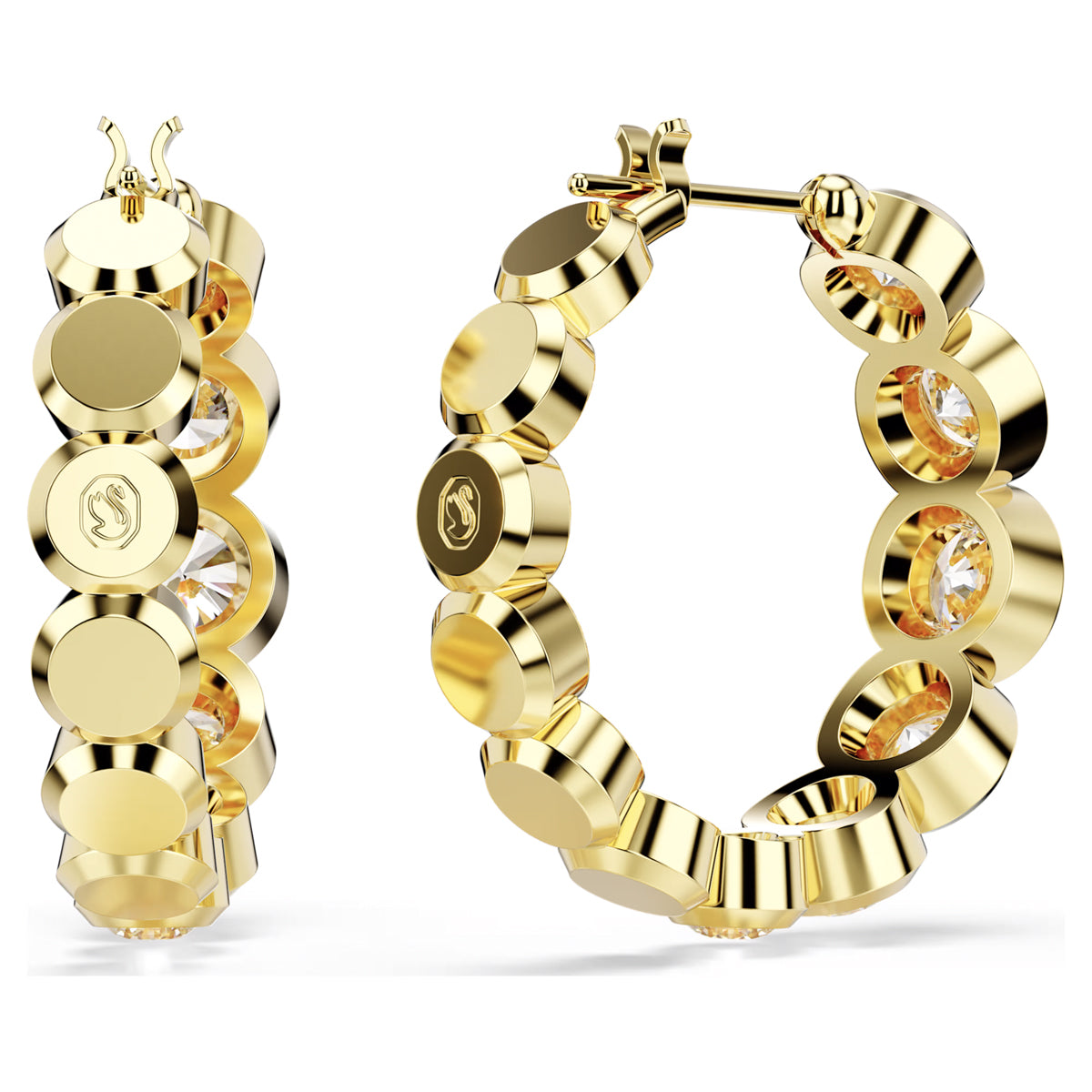 Swarovski Imber Crystal Bezel Hoop Earrings in Yellow Tone Plate