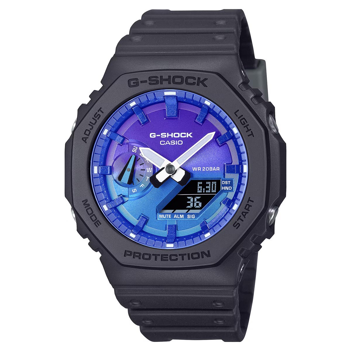 G-Shock The Flame Inside Mens Watch with Blue Gradient Dial and Black Smoke Strap (quartz movement)