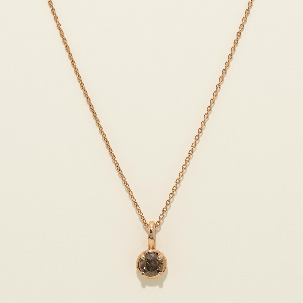 Champagne Diamond Solitaire Necklace in 14kt Rose Gold (1/3ct)