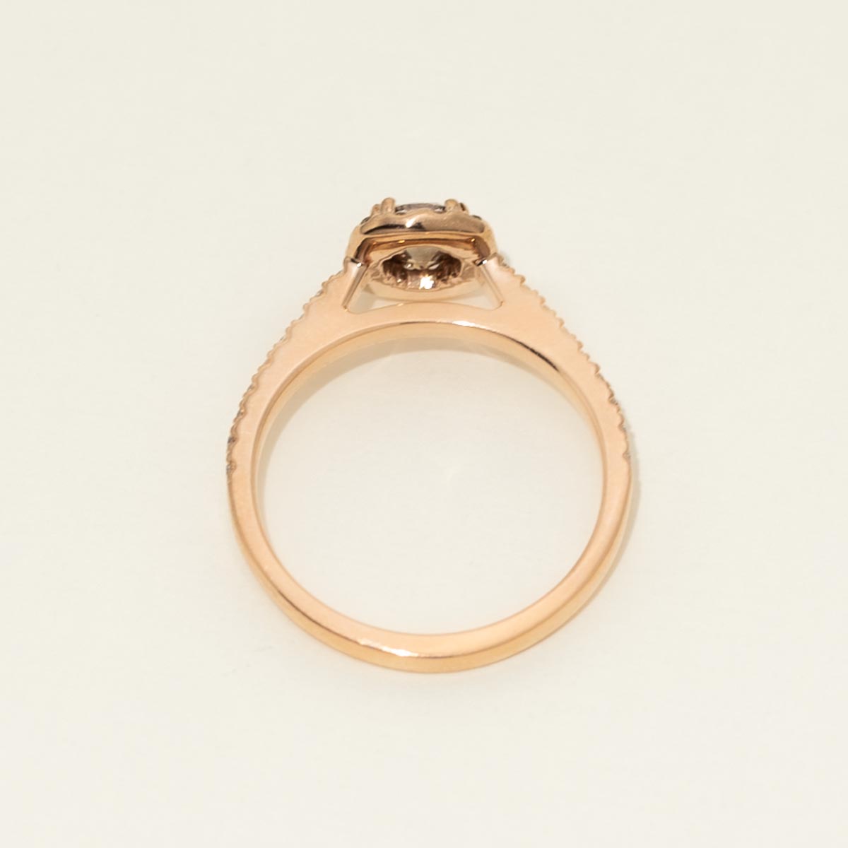 Champagne Diamond Halo Engagement Ring in 14kt Rose Gold (7/8ct tw)