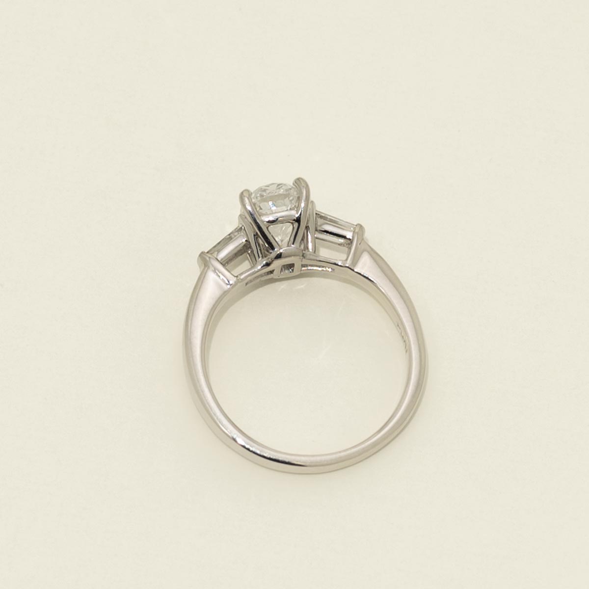 Cushion Cut Diamond Three Stone Engagement Ring in Platinum (2 1/3ct tw)