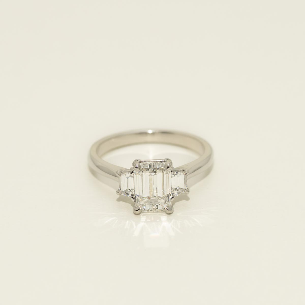 Emerald Cut Diamond Three Stone Engagement Ring in Platinum (2 3/8ct tw)