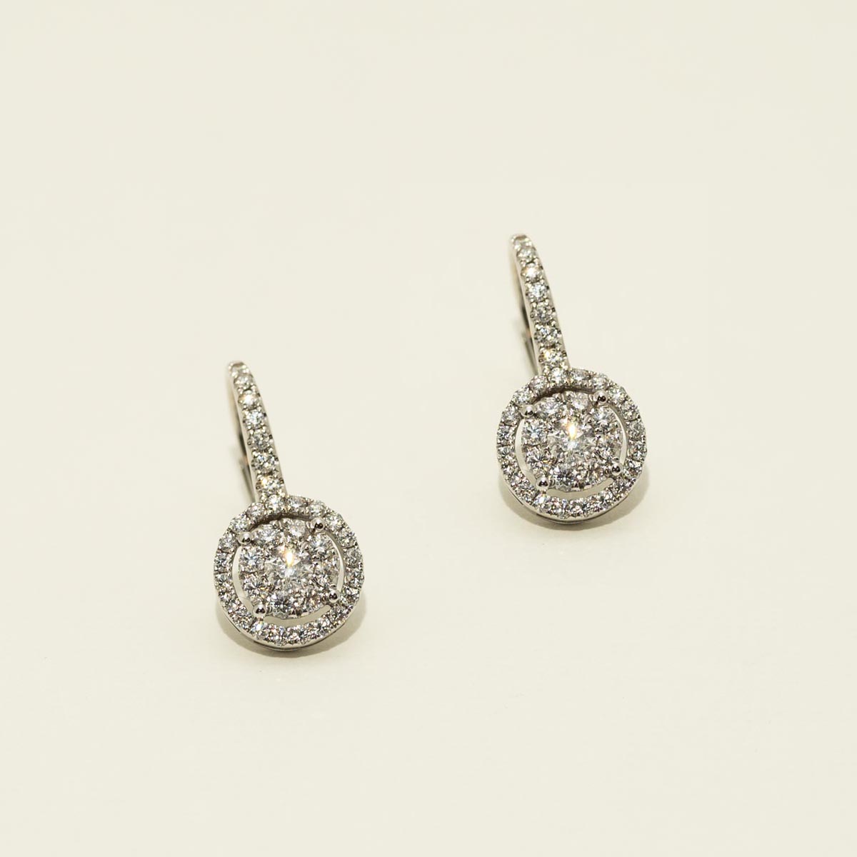 Diamond Halo Drop Earrings in 14kt White Gold (3/4ct tw)