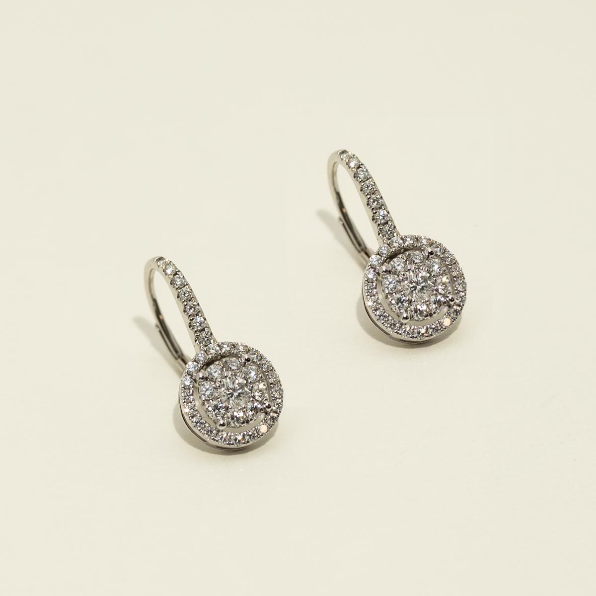 Diamond Halo Drop Earrings in 14kt White Gold (3/4ct tw)