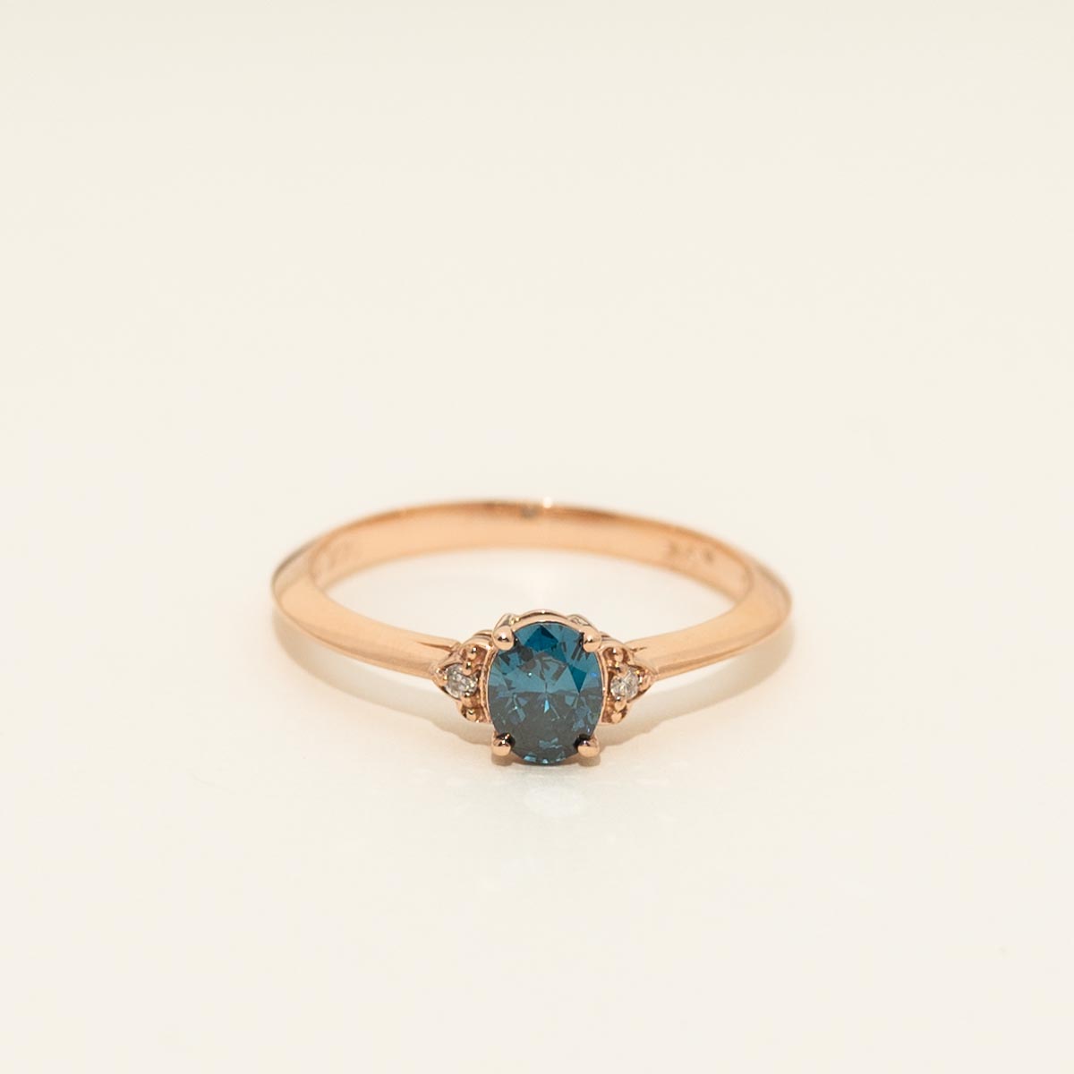 Oval Blue Diamond Ring in 14kt Rose Gold
