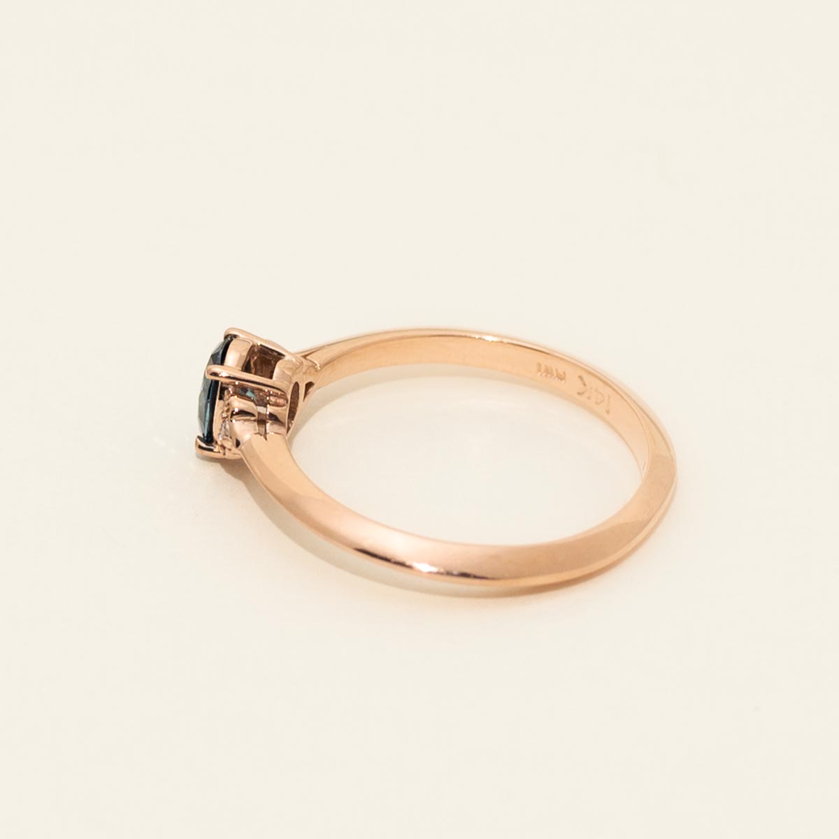 Oval Blue Diamond Ring in 14kt Rose Gold