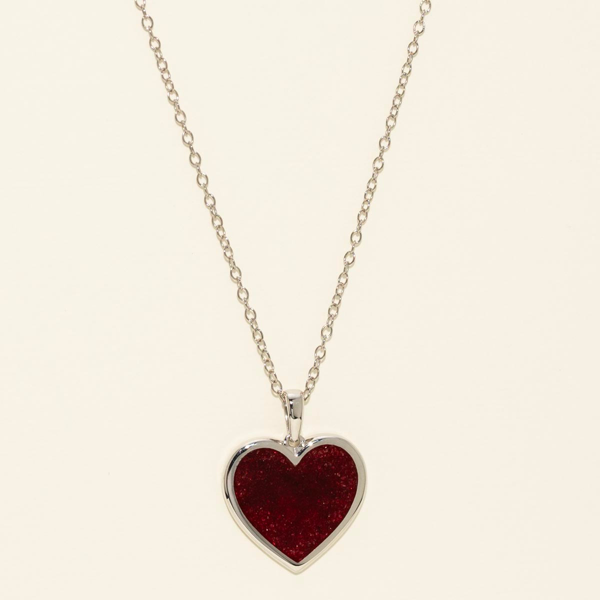 Crushed Ruby Heart Necklace in Sterling Silver