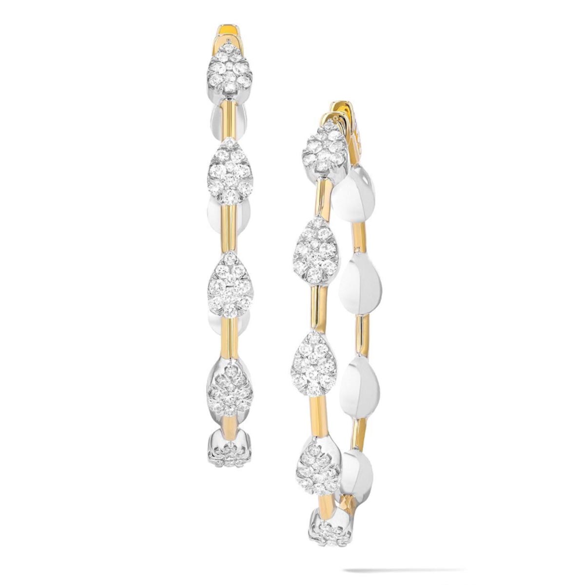 Diamond Lovebright Pear Shape Hoop Earrings in 18kt Yellow and White Gold (1 3/4ct tw)