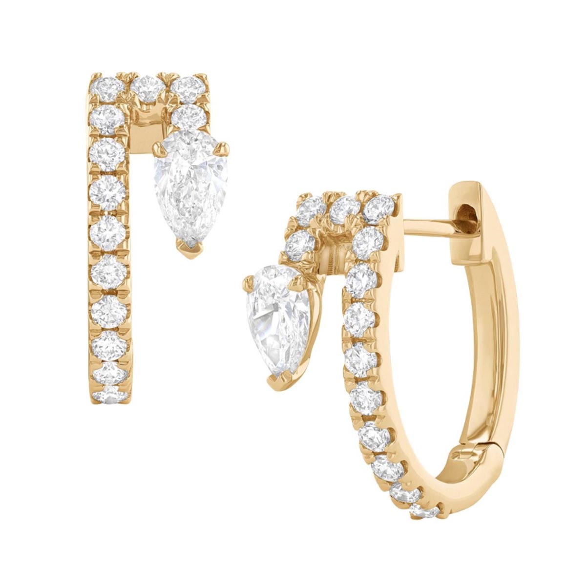 Pear Shape Diamond Hoop Earrings in 18kt Yellow Gold (3/4ct tw)