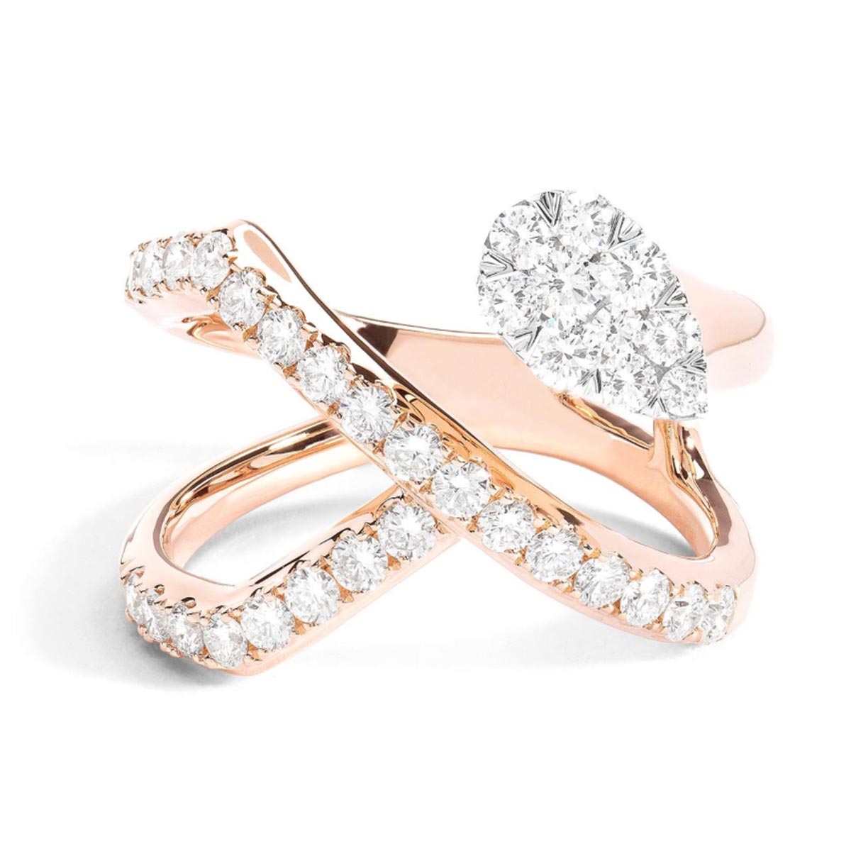 Lovebright Pear Shape Diamond Ring in 18kt Rose Gold (1ct tw)