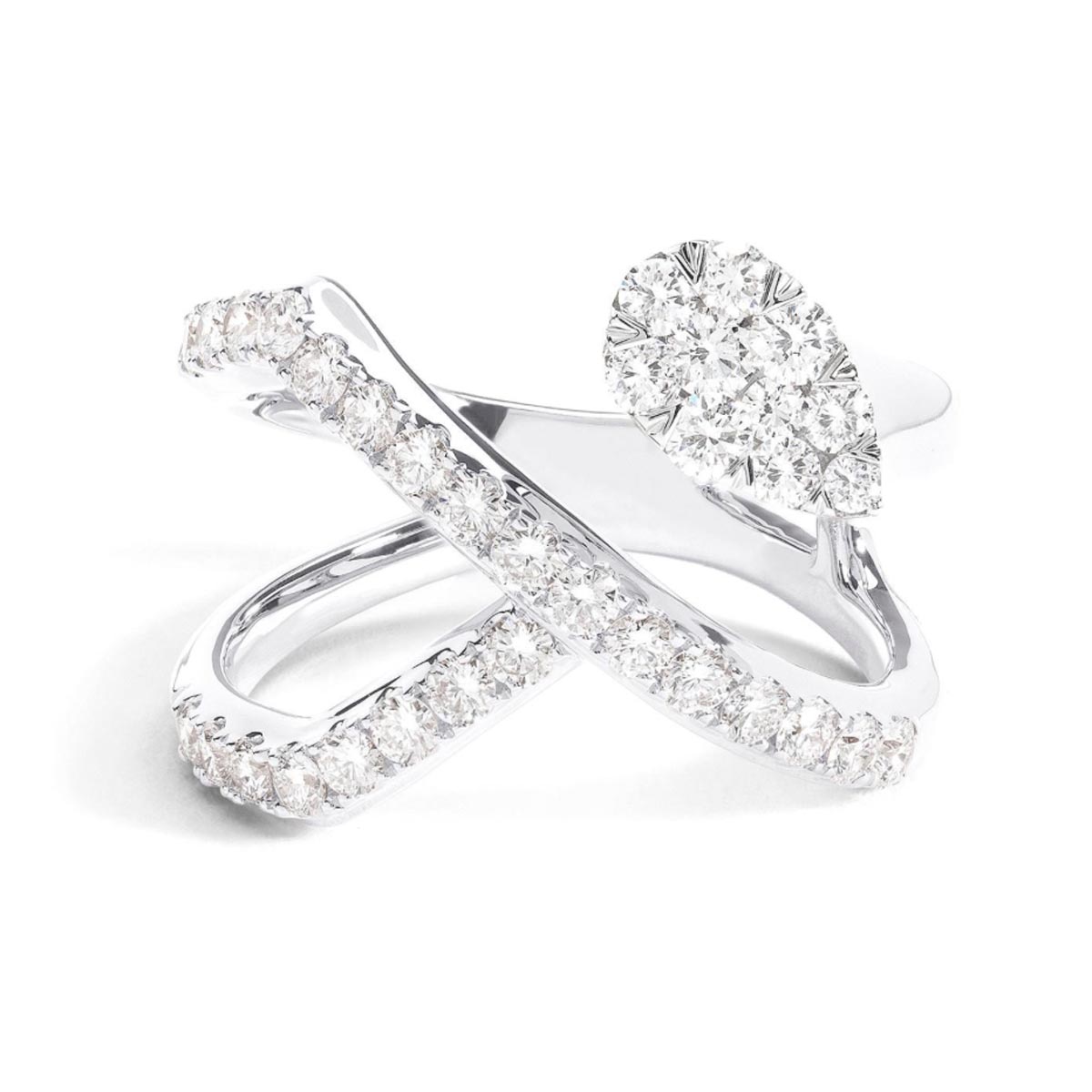 Lovebright Diamond Pear Shape Ring in 18kt White Gold (1ct tw)