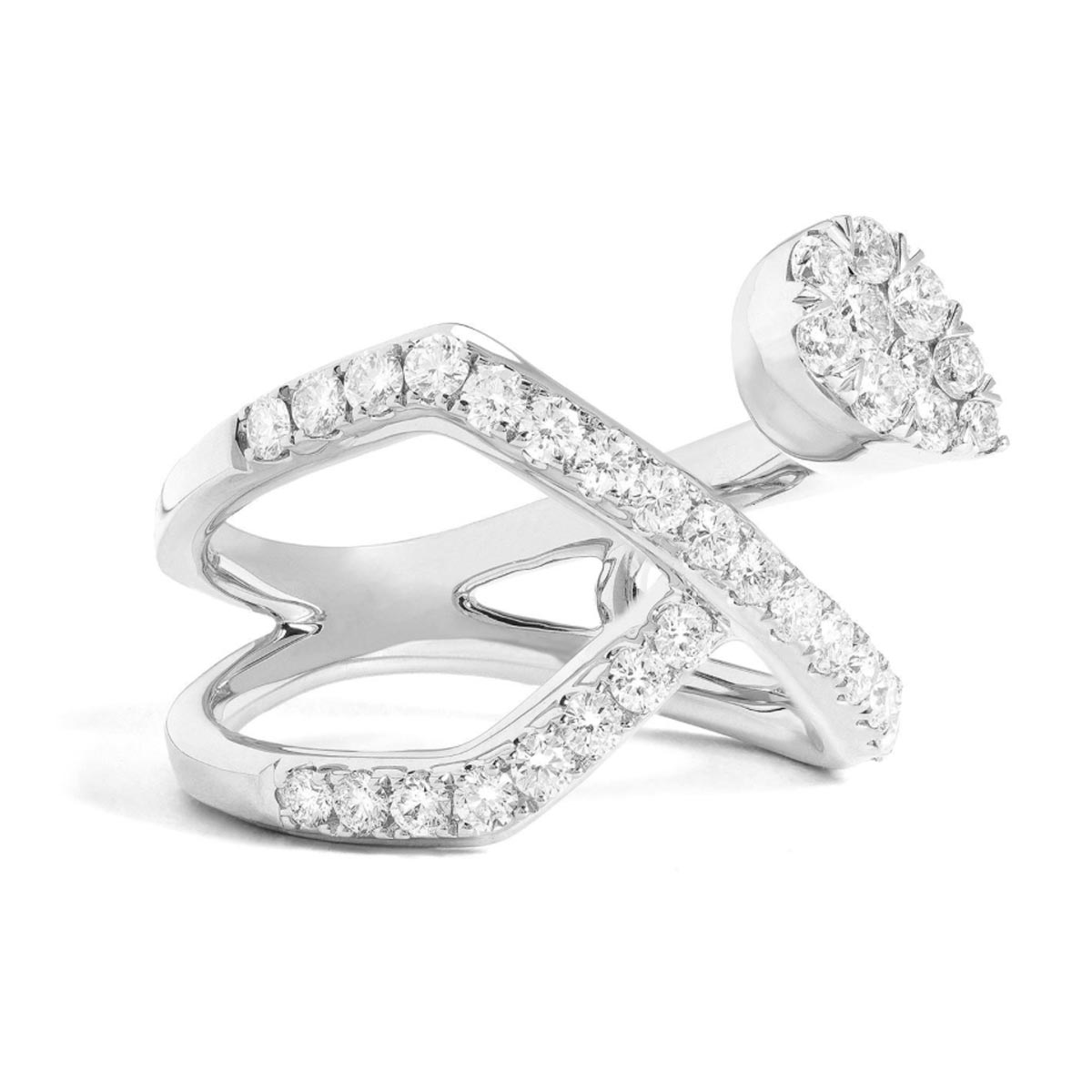 Lovebright Diamond Pear Shape Ring in 18kt White Gold (1ct tw)