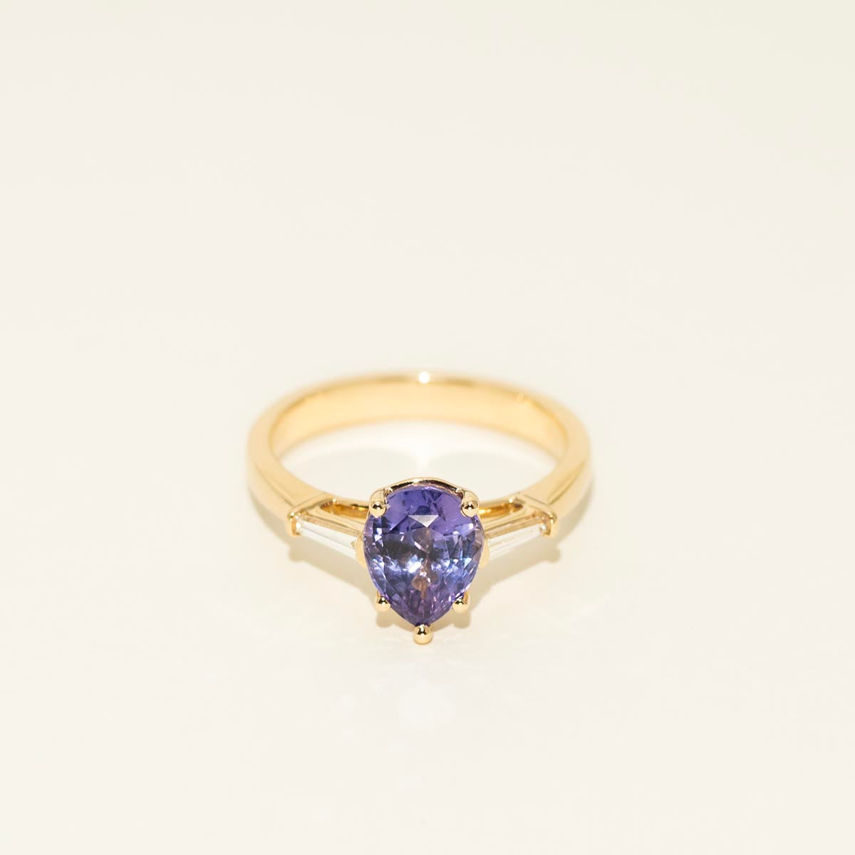 Purple Sapphire Ring in 14kt Yellow Gold with Diamonds (1/7ct tw)