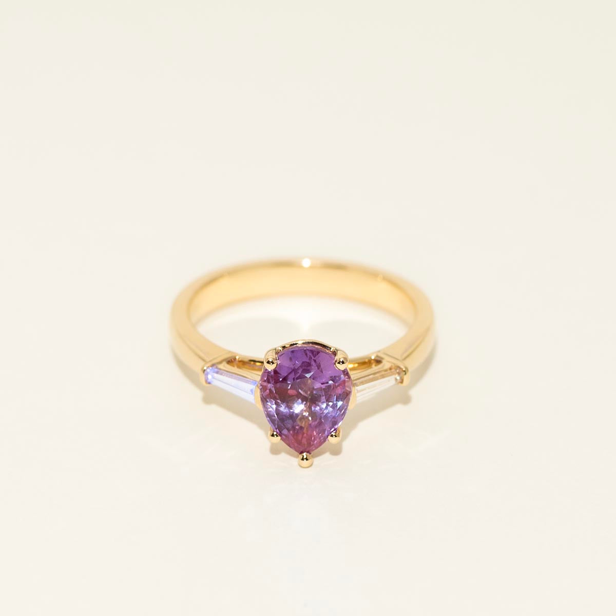 Purple Sapphire Ring in 14kt Yellow Gold with Diamonds (1/7ct tw)