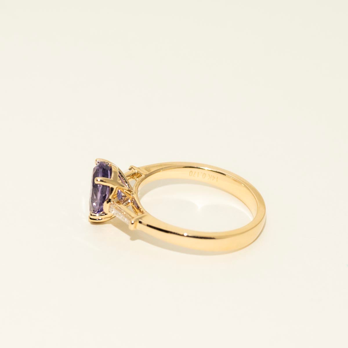 Purple Sapphire Ring in 14kt Yellow Gold with Diamonds (1/7ct tw)