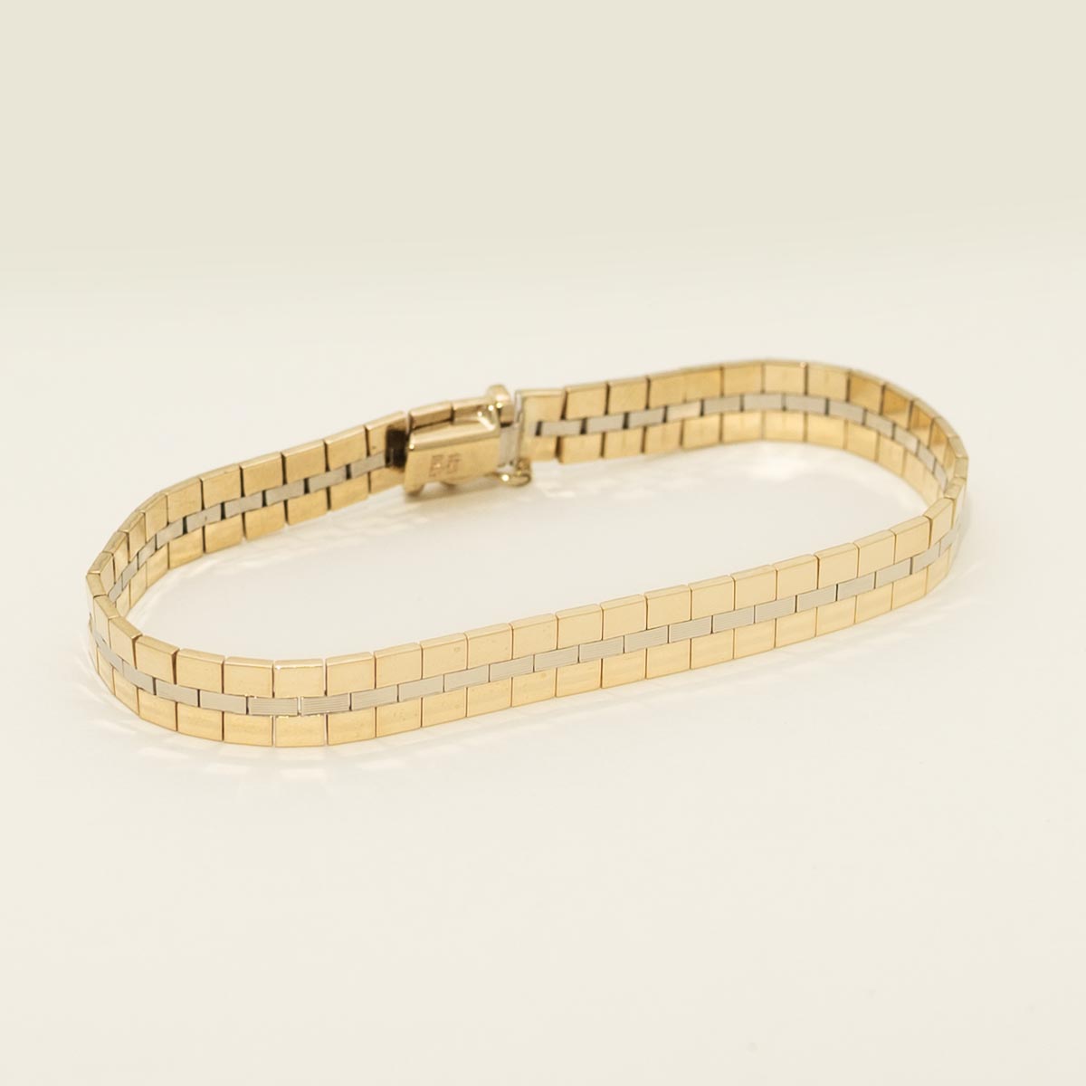 Estate Flat Link Bracelet in 14kt Yellow and White Gold (7 inches)