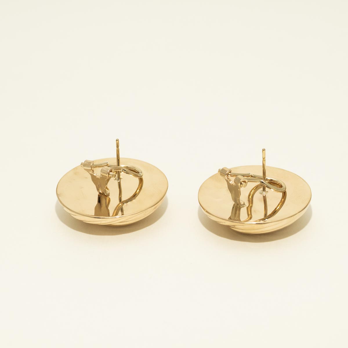 Estate Swirl Button Stud Earrings in 14kt Yellow Gold