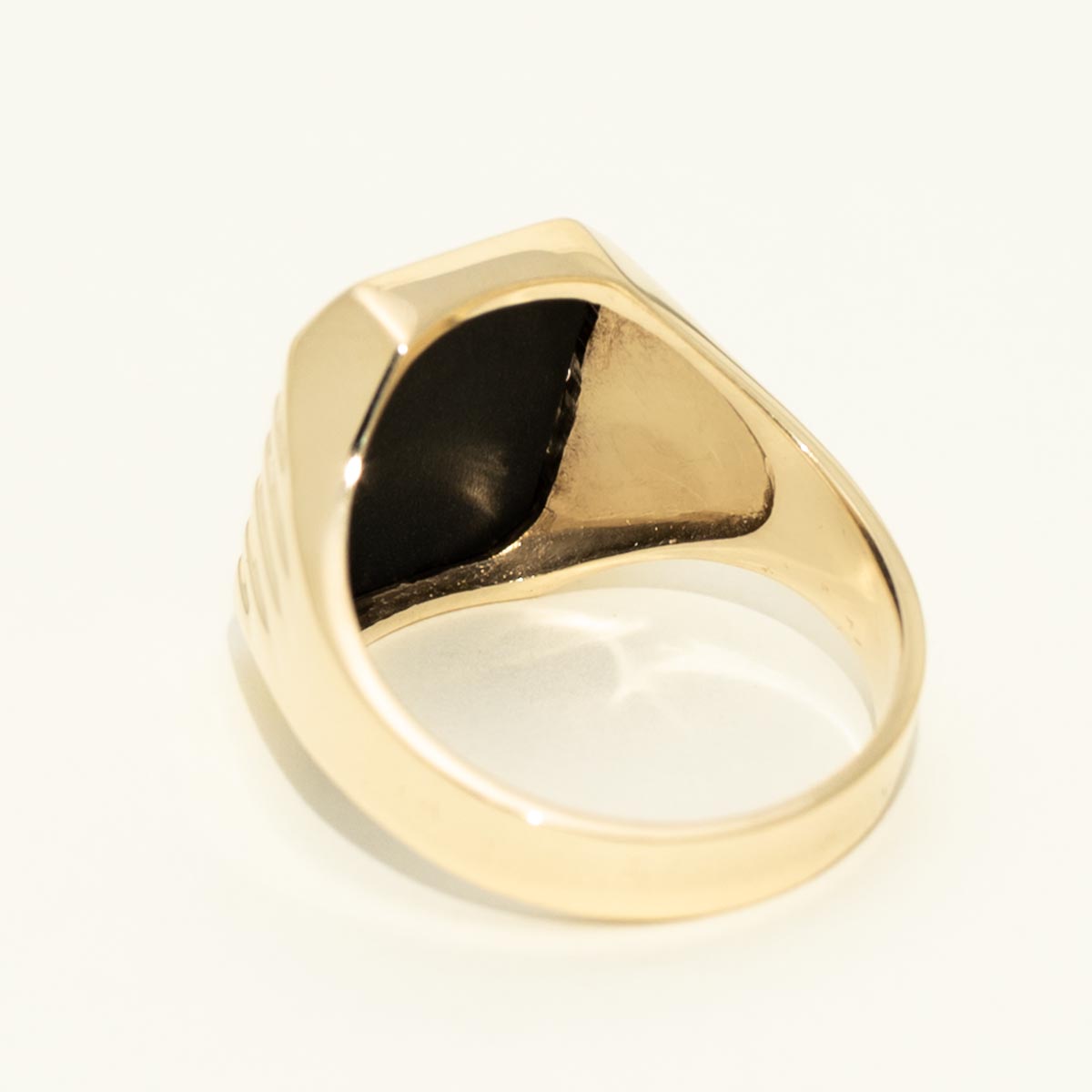 Estate Mens Black Onyx Signet Ring in 10kt Yellow Gold