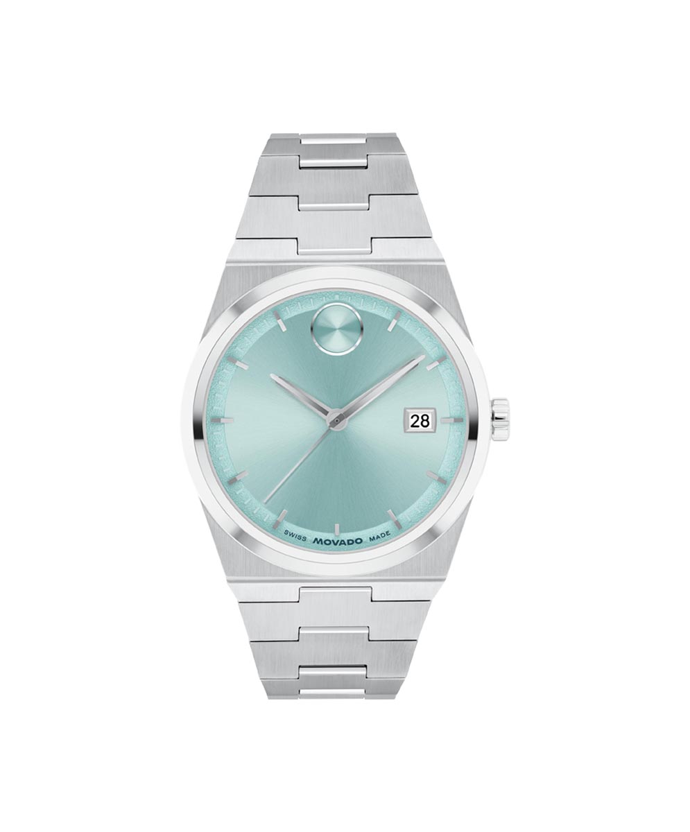 Movado Bold Quest Watch with Seafoam Blue Dial and Stainless Steel Bracelet (Swiss quartz movement)