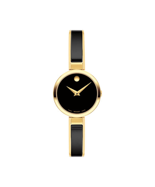 英*樹様 MOVADO 腕時計 ブラック・ゴールド Movado Men's Signature Yellow Gold Black Dial Leather Band