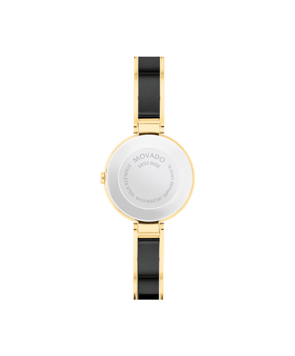 Movado Moda Womens Watch with Black Dial and Black Ceramic and Gold Toned Stainless Steel Bracelet (Swiss quartz movement)