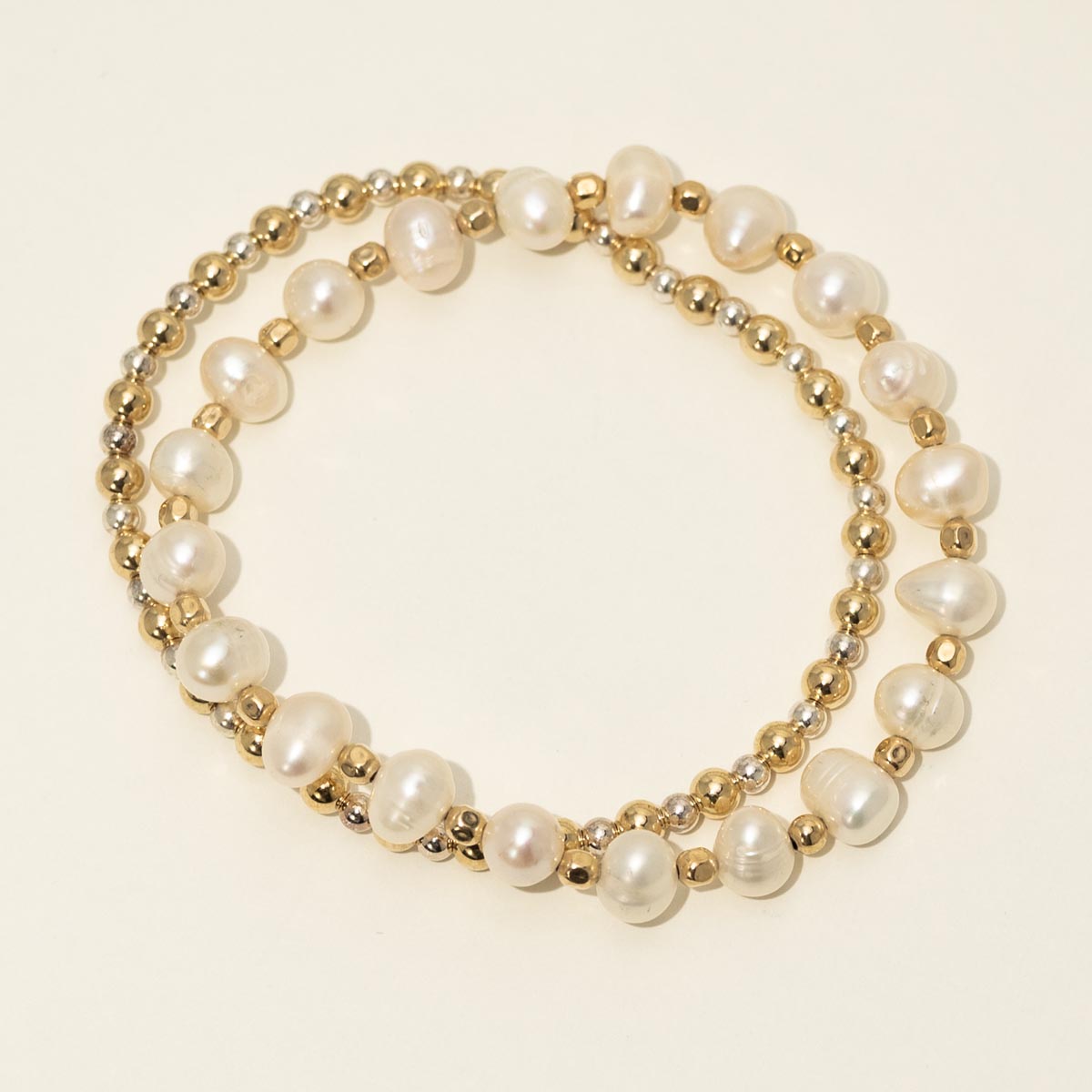 Dee Berkley "Bride Tribe" Cultured Freshwater Pearl with 14kt Gold Filled Bead Two Bracelet Bridal Gift Box Set (4mm pearls)